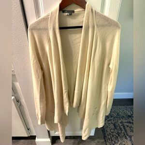 VINCE. 100% cashmere draped high low cream beige ivory cardigan size Large